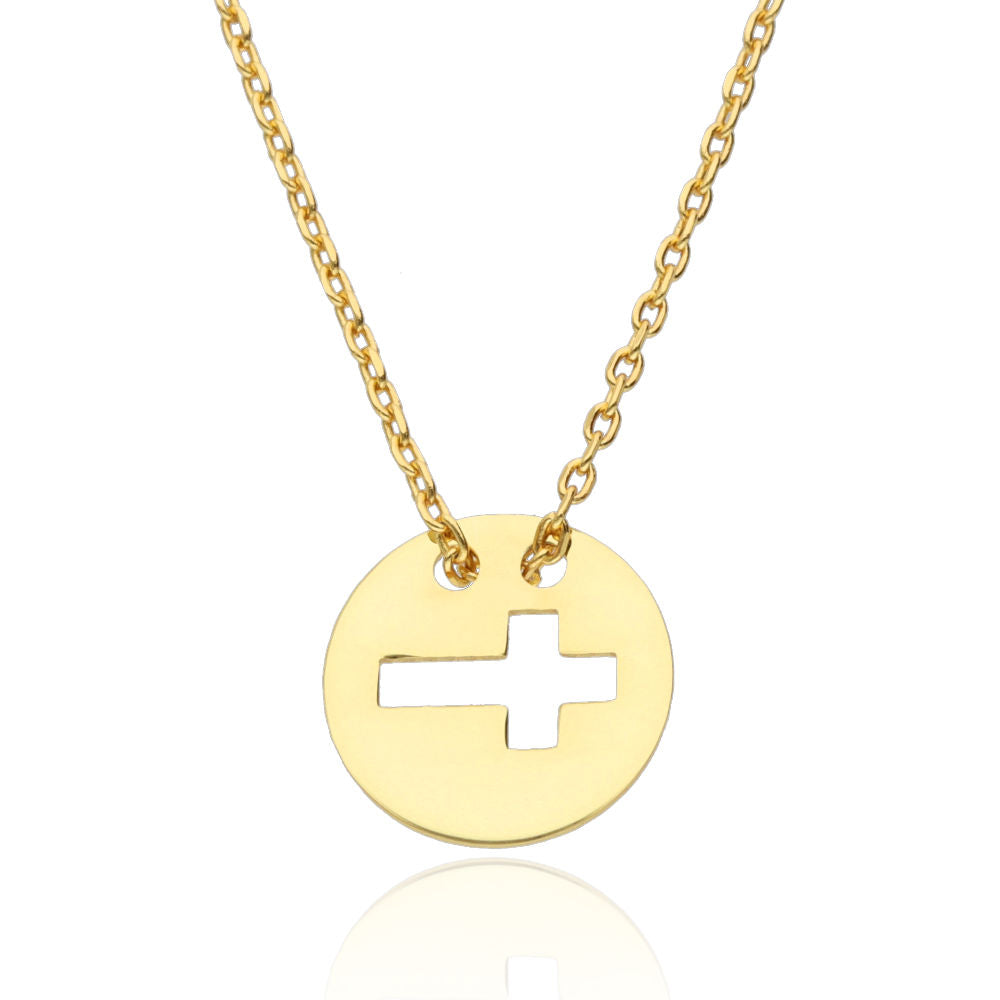 Silver Necklace Gold Plated Cross
