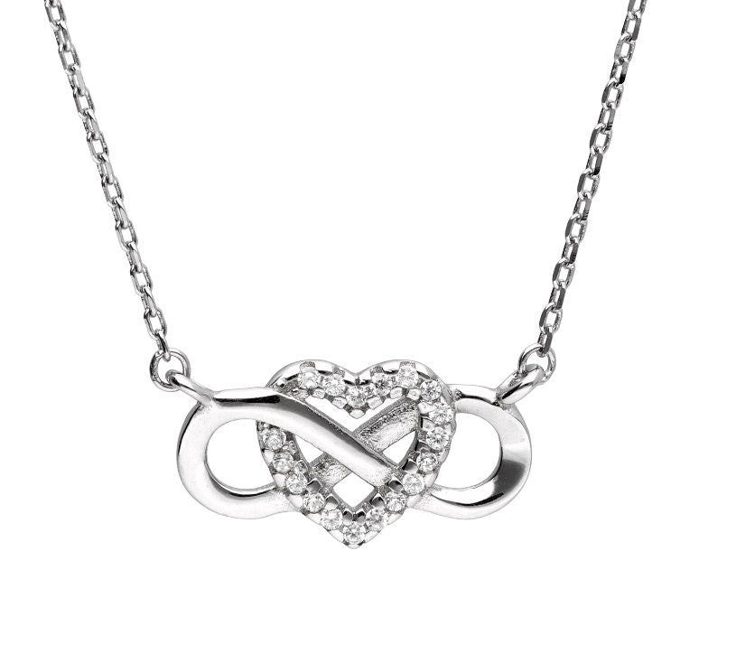 Silver Necklace Infinity Heart