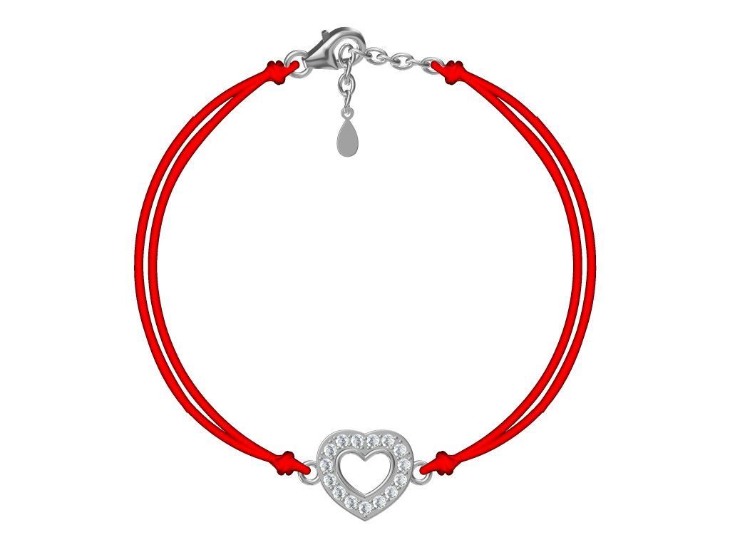 Silver Bracelet Red Heart