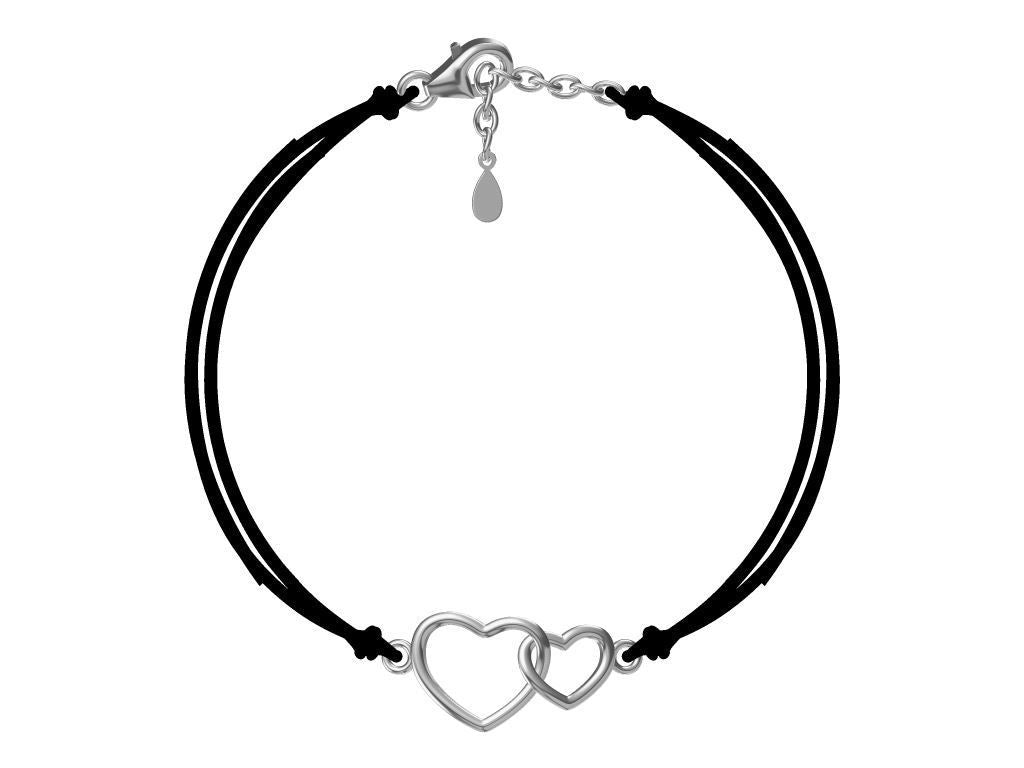 Silver Bracelet Black Heart