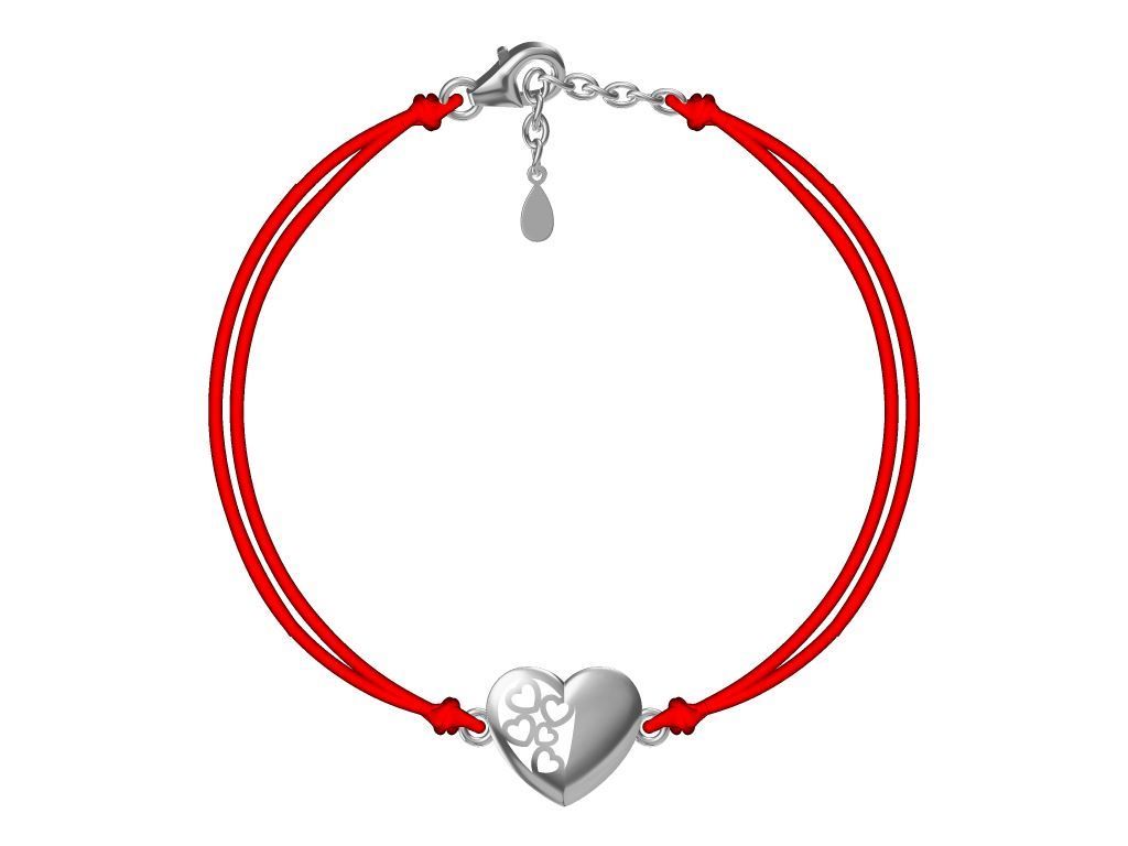 Silver Bracelet Red Heart