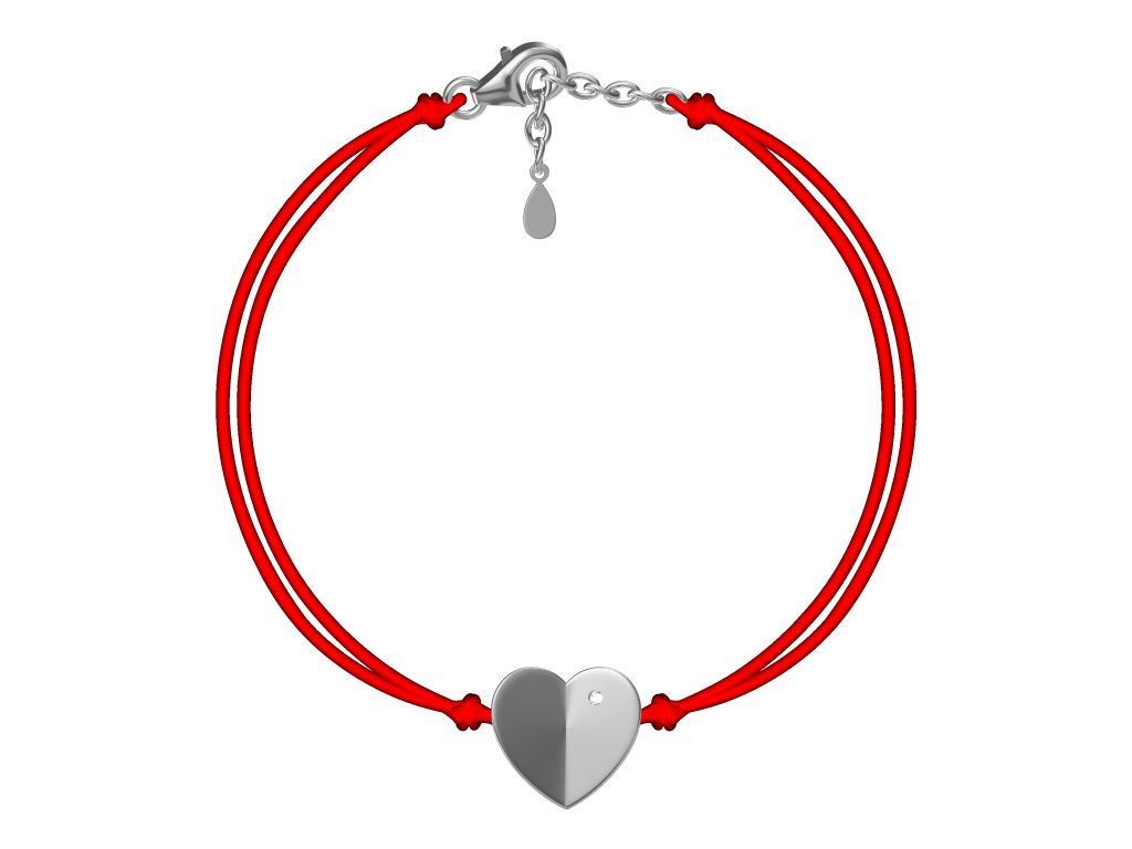 Silver Bracelet Red Heart