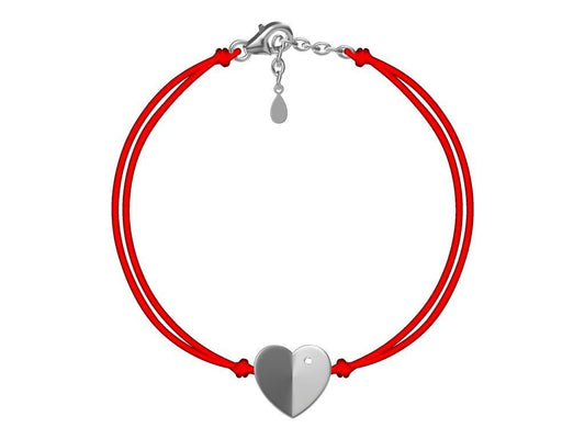 Silver Bracelet Red Heart