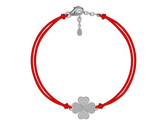 Silver Bracelet Red Clover