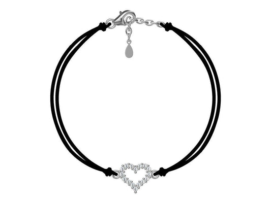Silver Bracelet Black Heart