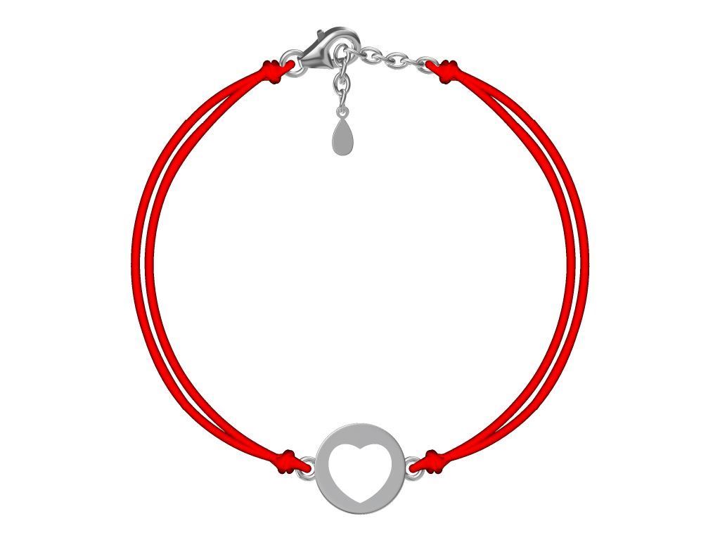 Silver Bracelet Red Heart