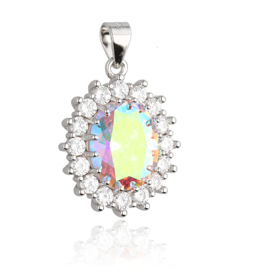 Silver Pendant Oval Cut Gemstone