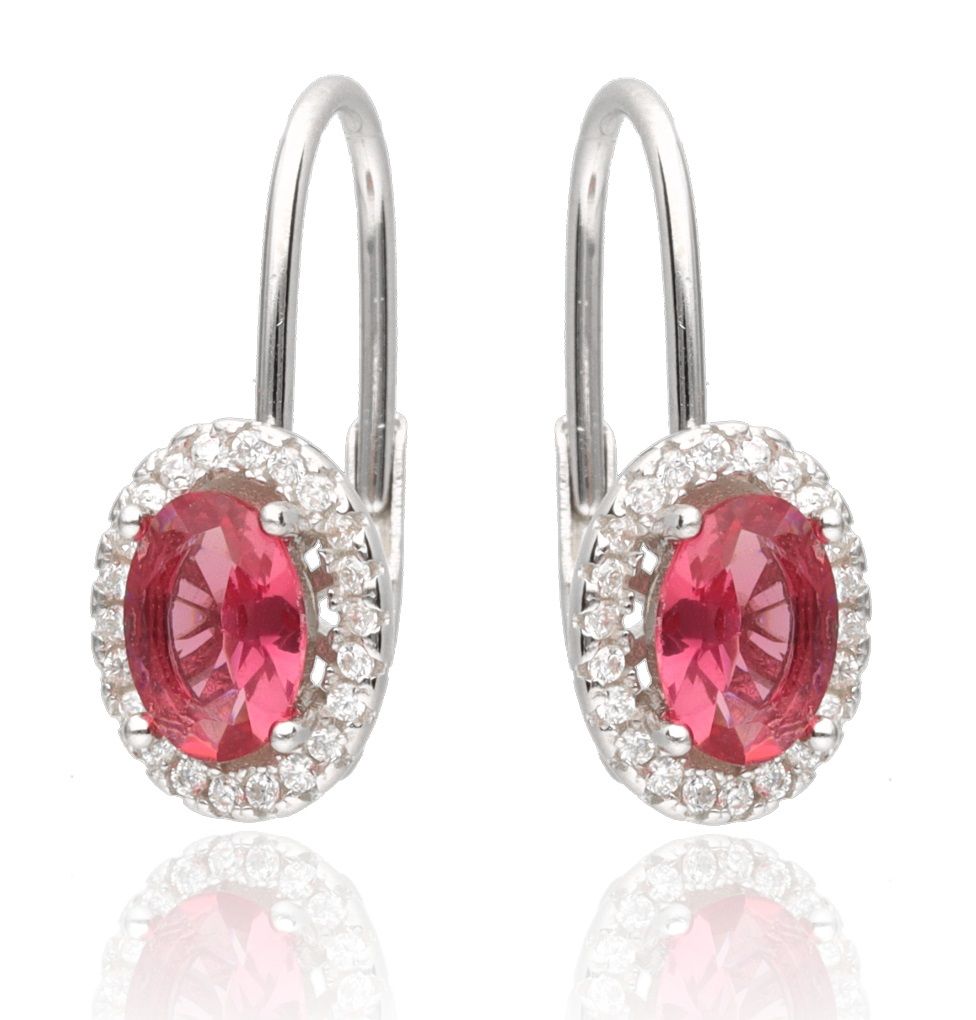 Silver Earrings English Ruby