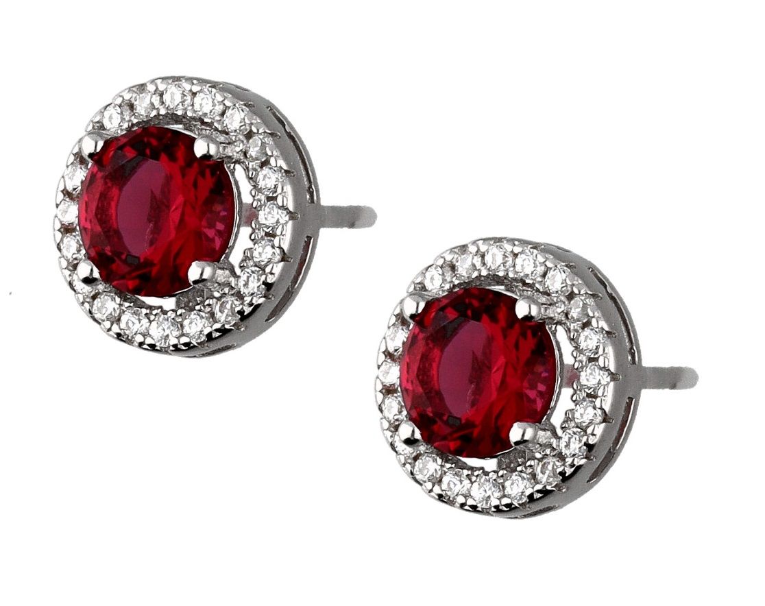 Silver Earrings Ruby