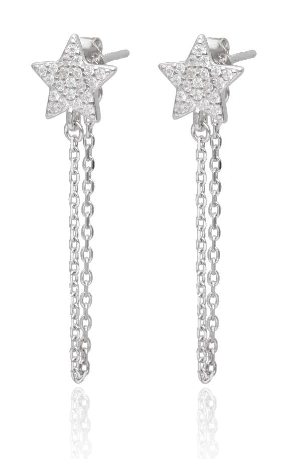 Silver Earrings Ae2017125 Star Chain