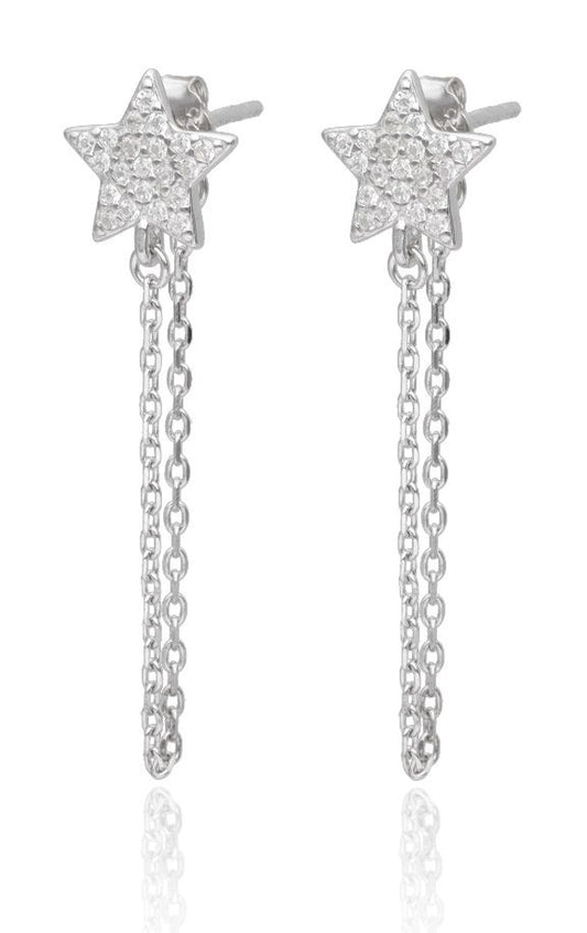 Silver Earrings Ae2017125 Star Chain