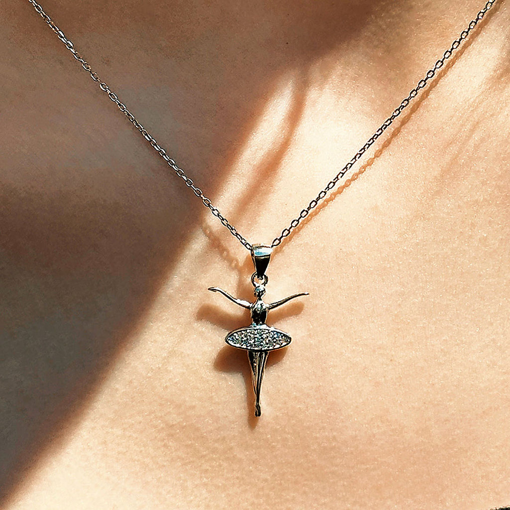 Silberanhänger Ballerina mit weißen Phianitsteinen