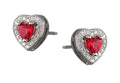 Silver Earrings Ruby ​​Heart