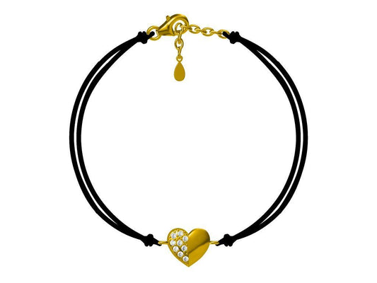 Silver Bracelet Black Gold Plated Heart