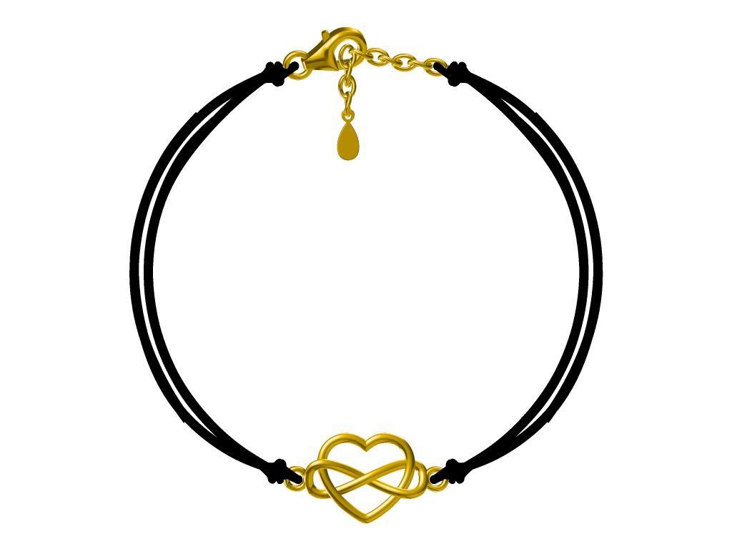 Silver Bracelet Gold Plated Black Infinity Heart