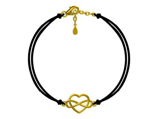 Silver Bracelet Gold Plated Black Infinity Heart