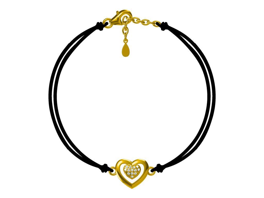 Silver Bracelet Black Gold Heart