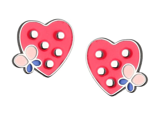 Silver Earrings Heart Kids Butterfly