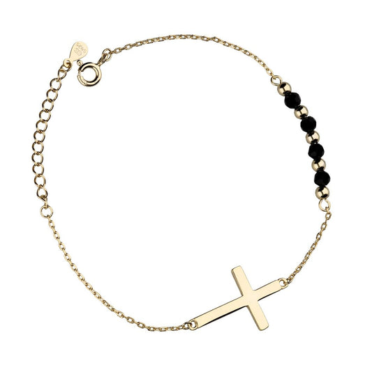 Silver Bracelet Gold Cross