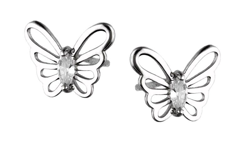 Silver Earrings Butterfly