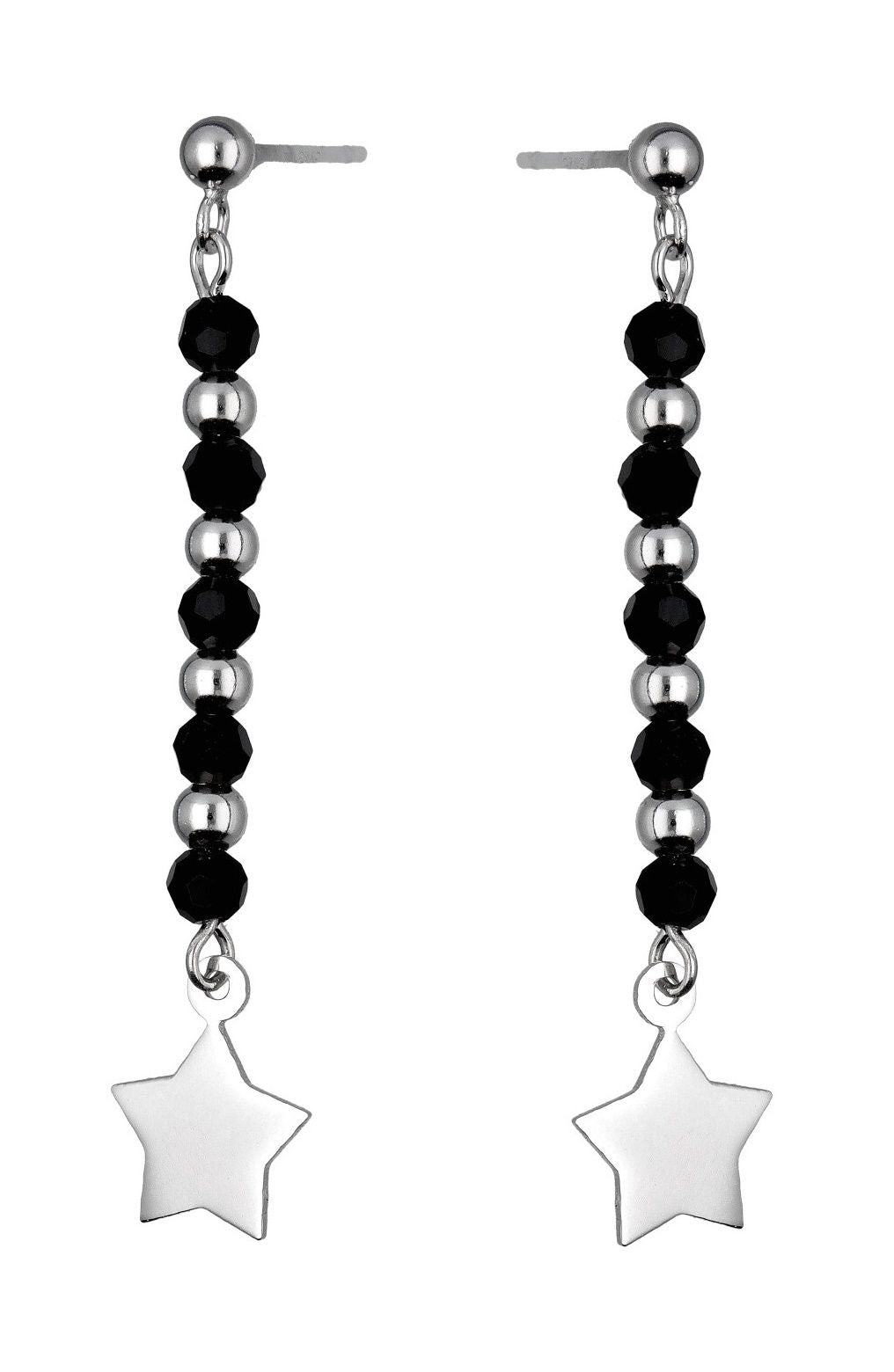 Silver Earrings Star Chain