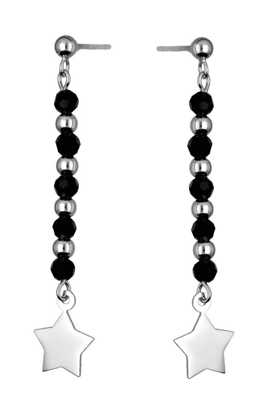 Silver Earrings Star Chain