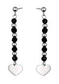 Silver Earrings Heart Chain