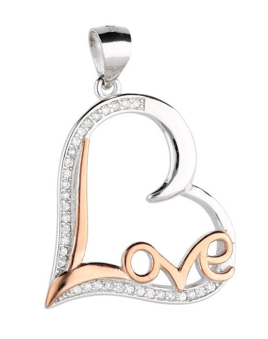 Silver Pendant Ap2442 Rosegold Heart