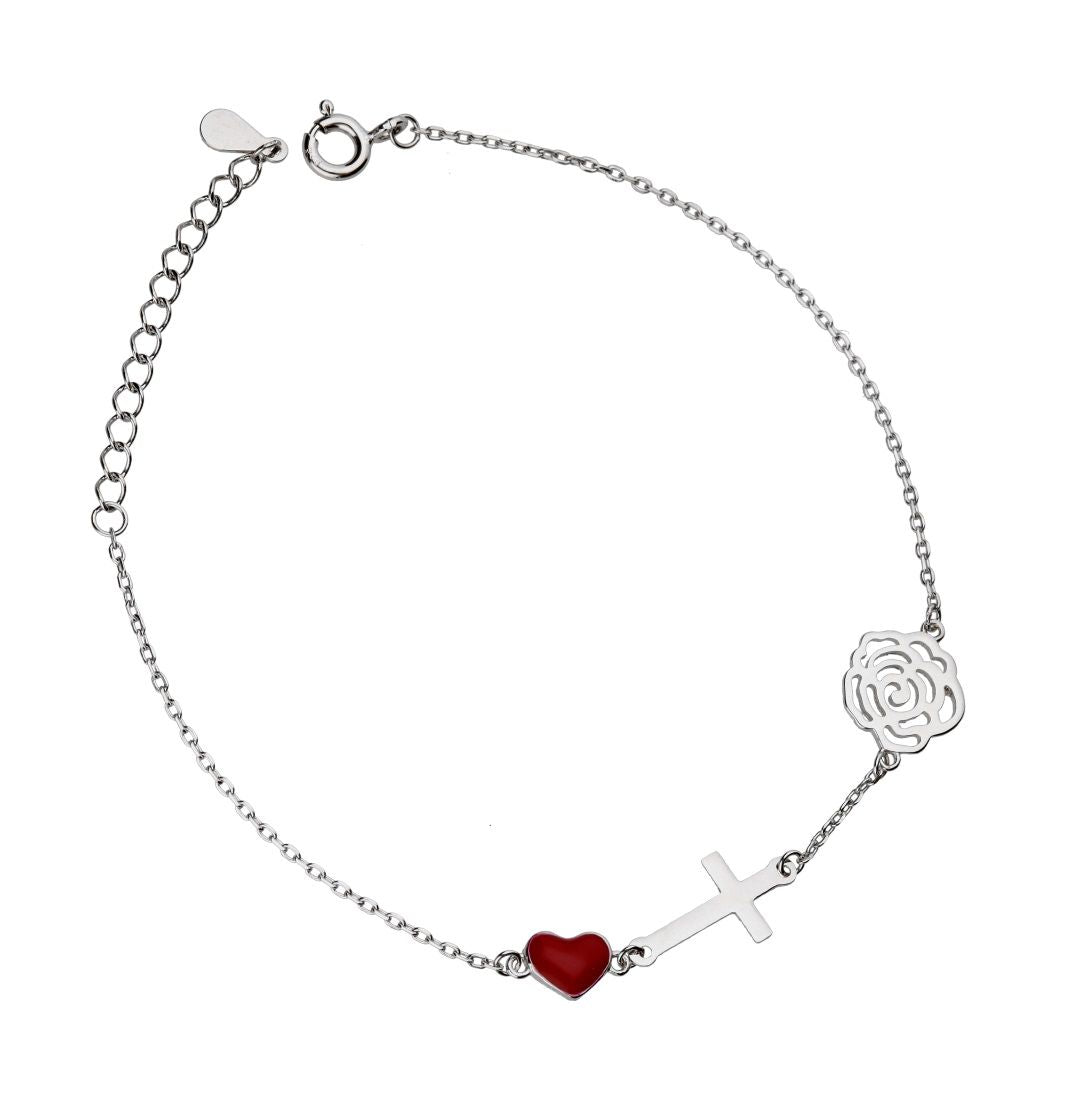 Silver Bracelet Cross Heart