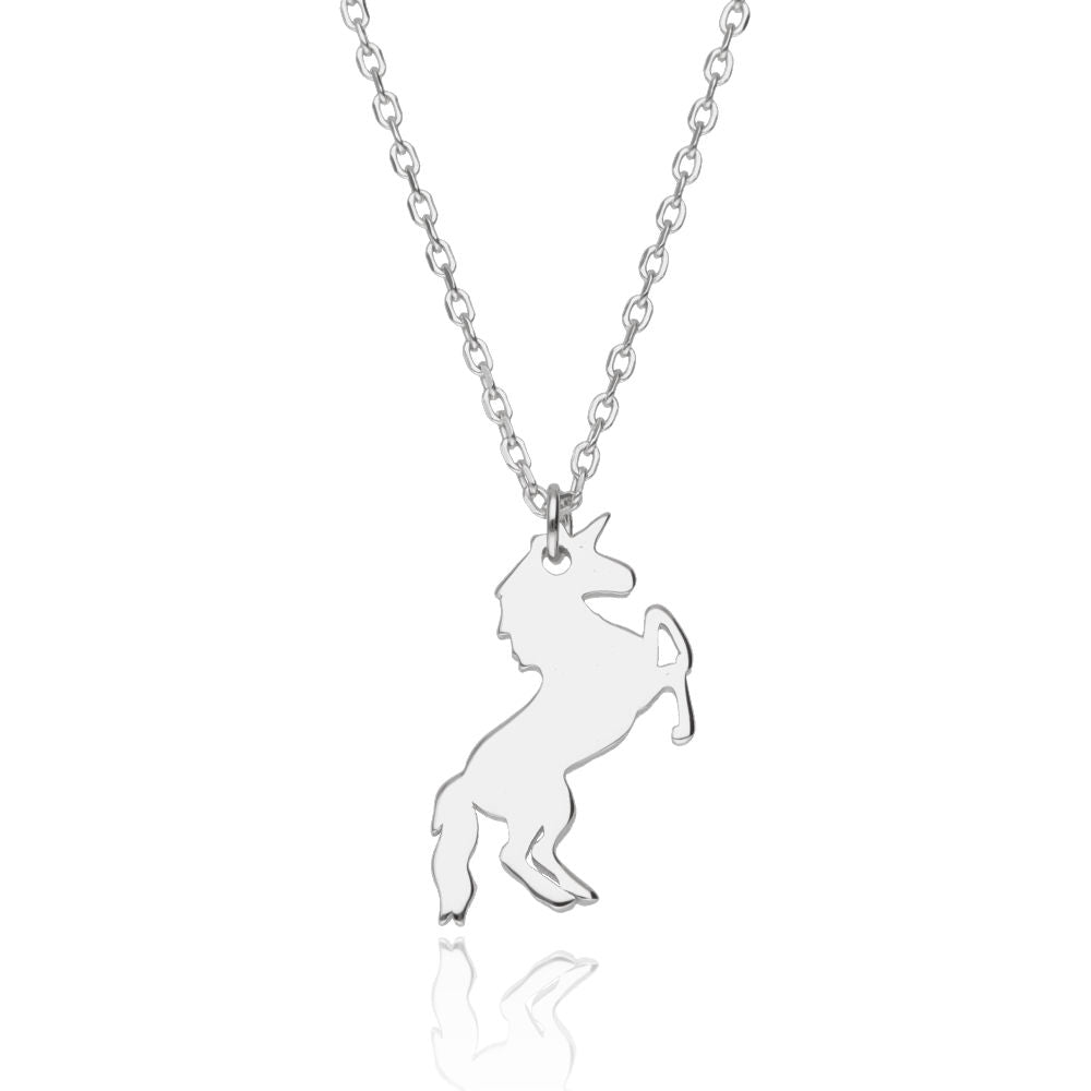 Silver Necklace Unicorn Horse