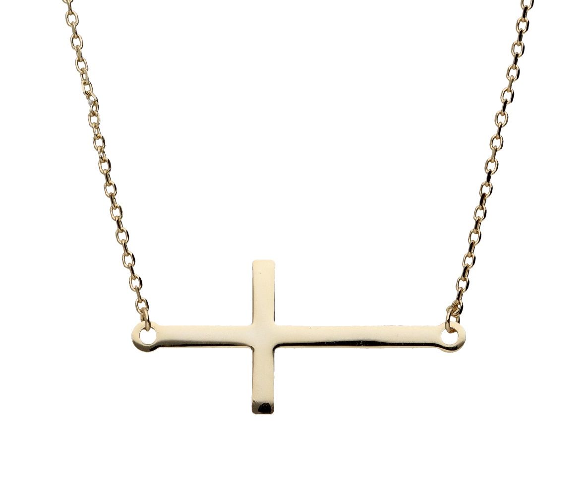 Silver Necklace Large Gold Cross