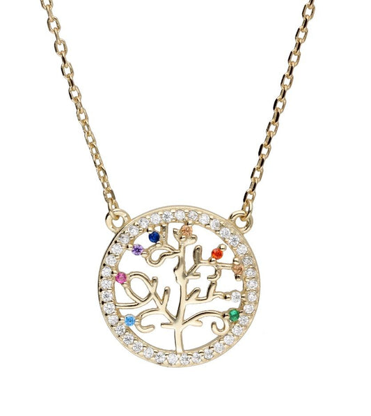 Silver Necklace Gold Plated Tree