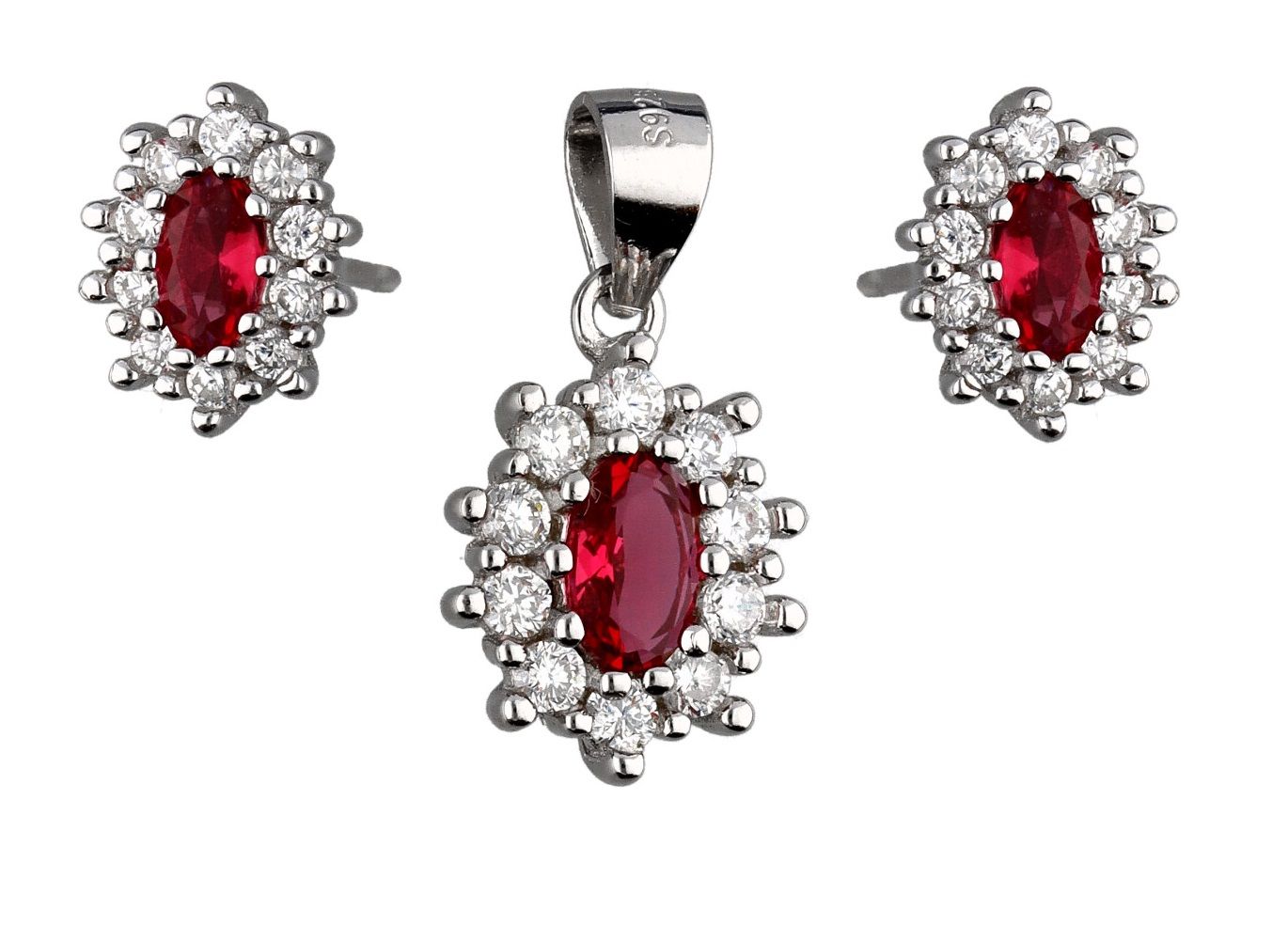 Silver Jewelry Set Ruby