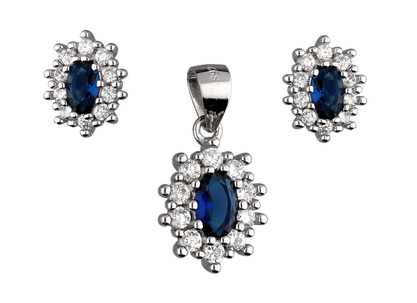 Silver Jewelry Set Sapphire