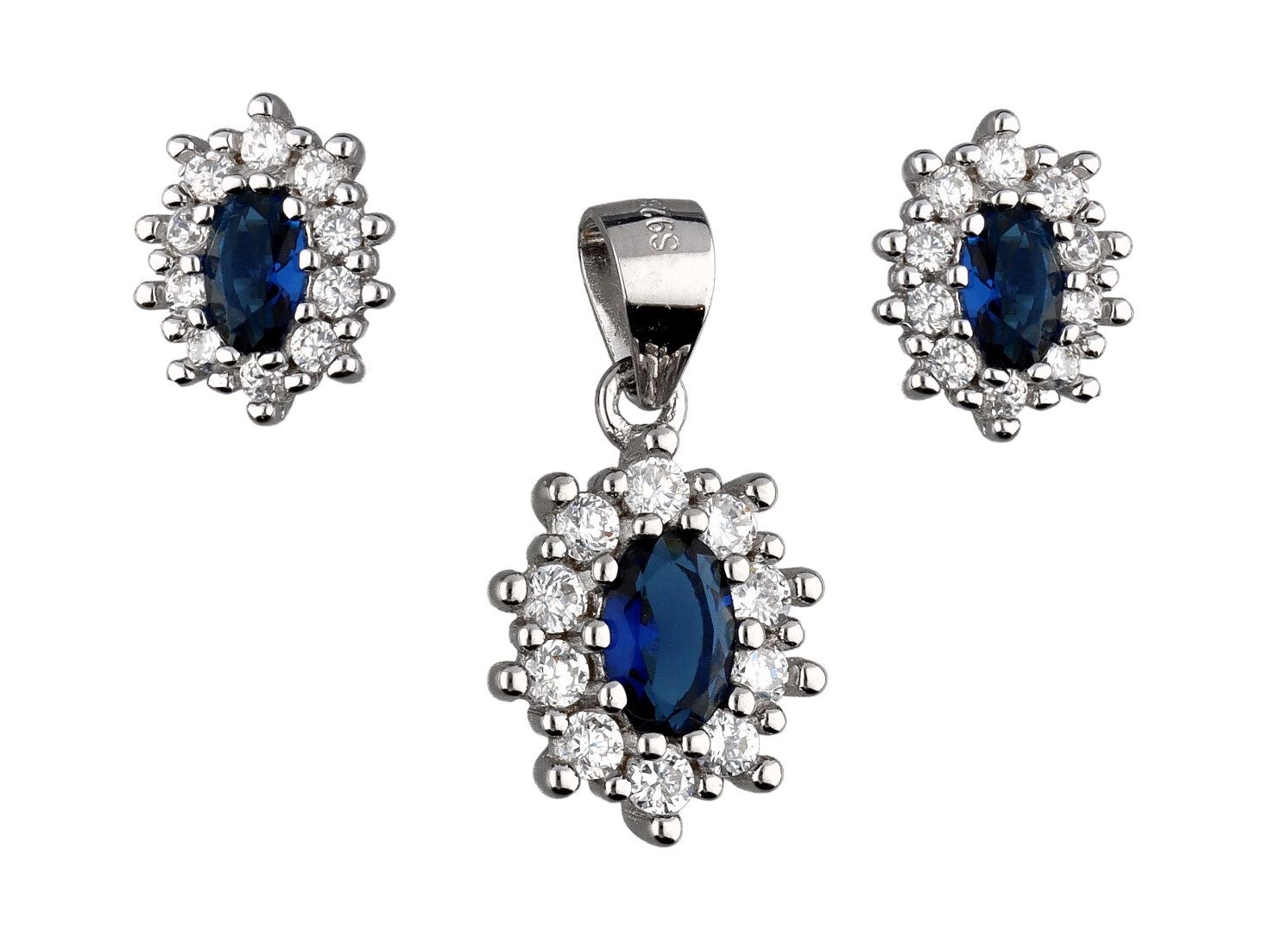 Silver Jewelry Set Sapphire
