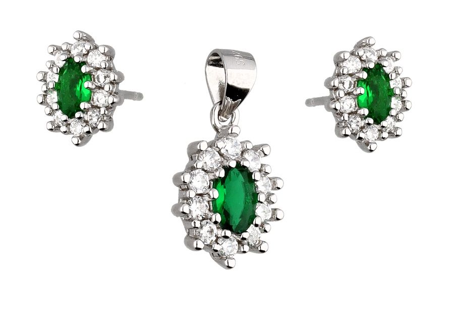 Silver Jewelry Set Emerald