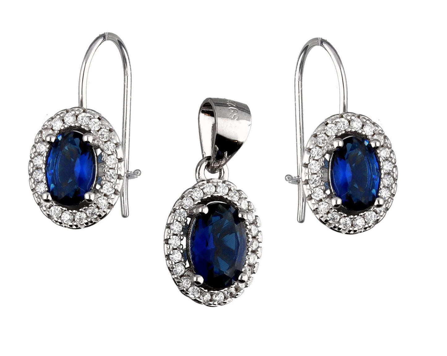 Silver Jewelry Set As736 Sapphire