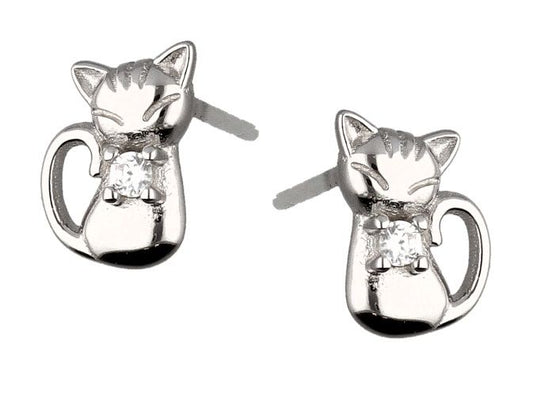 Silver Earrings Cat Kids