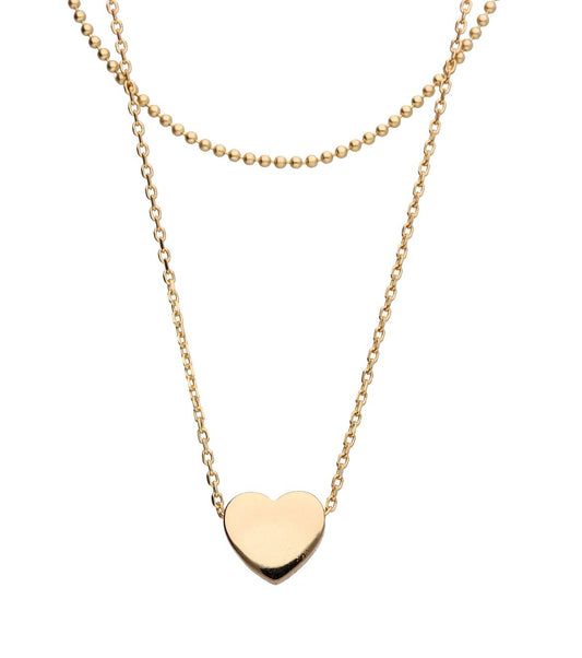 Silver Necklace Heart Ball Chain 40cm + Roller 45cm