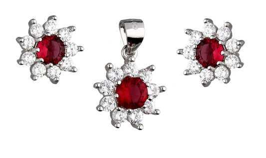 Silver Jewelry Set Ruby