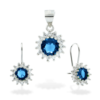 Silver Jewelry Set Lqs1643 Sapphire