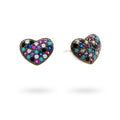 Silver Earrings, Hearts With Colored Stones