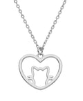 Silver Necklace Length 43+3cm Cat Heart