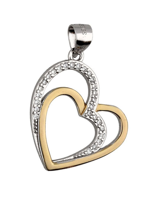 Silver Pendant Dp2694 Rhodium&Gold Heart