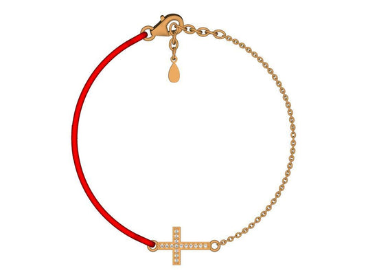 Silver Bracelet Red Rose Cross