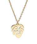 Silver Necklace Gold Plated Monstera Leaf