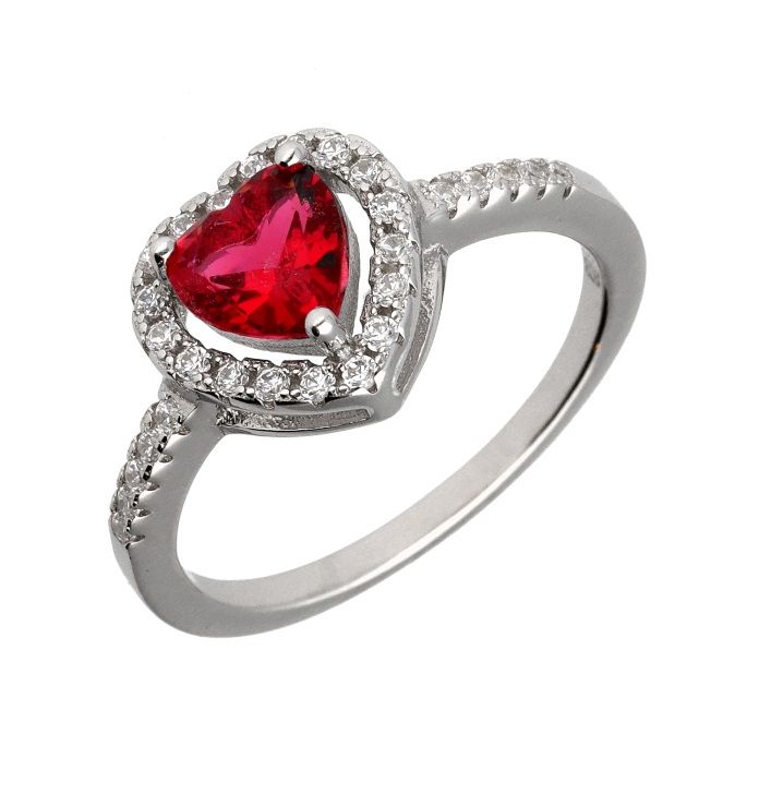 Silver Ring Ruby ​​Heart Small Size