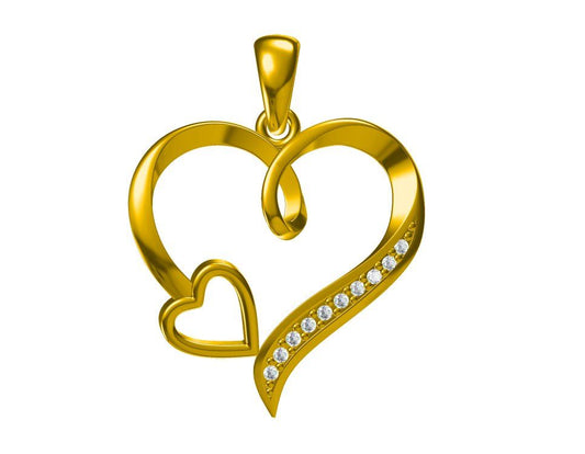 Silver Pendant Gold Plated Heart