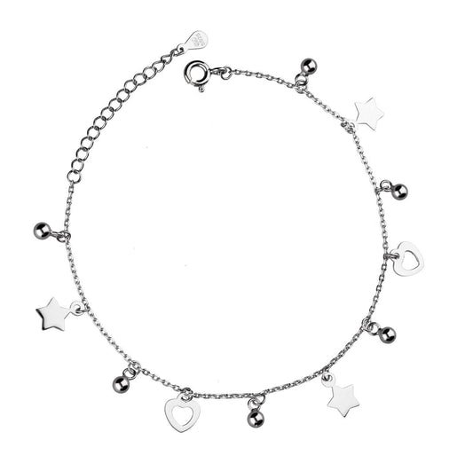 Silver Bracelet Heart Star