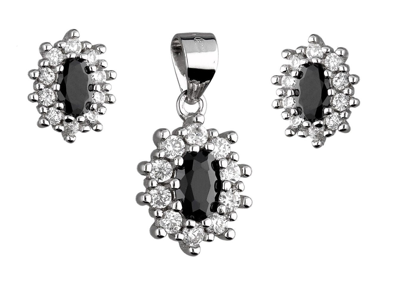Silver Jewelry Set Black